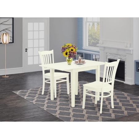 East West Furniture 3 Piece Norden Dining Table Set - Linen White NDGR3-LWH-W